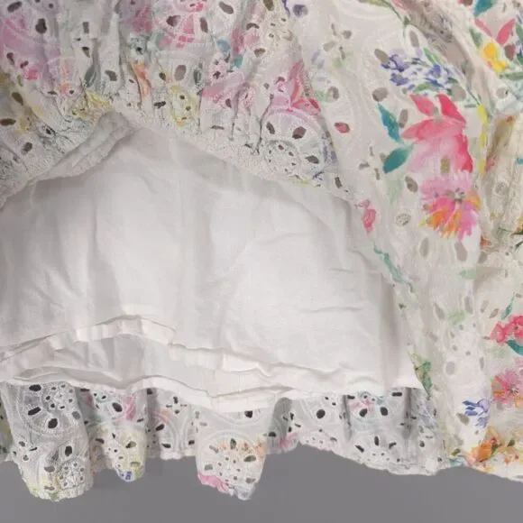 NWOT YUMI KIM Mini Dress Size 0 Be The One Floral Eyelet Cotton Mulberry Ivory